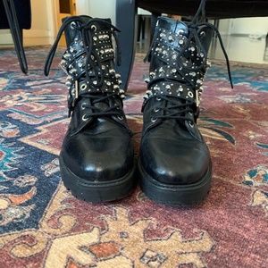Zara Black Chunky Embellished Boots
